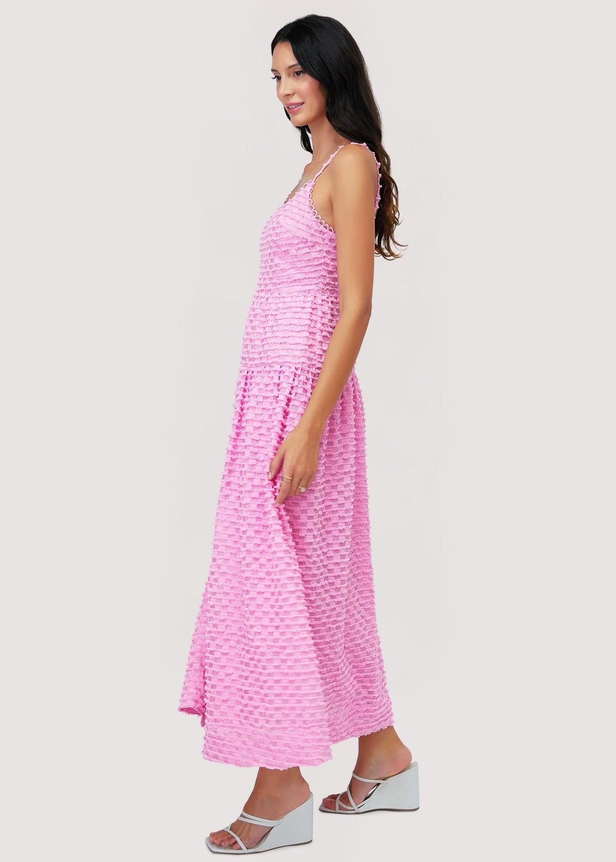 ワンピース The Paloma Knit Long Dress Paloma One Shoulder Knit Maxi Dress With Flowers - Baby Pink