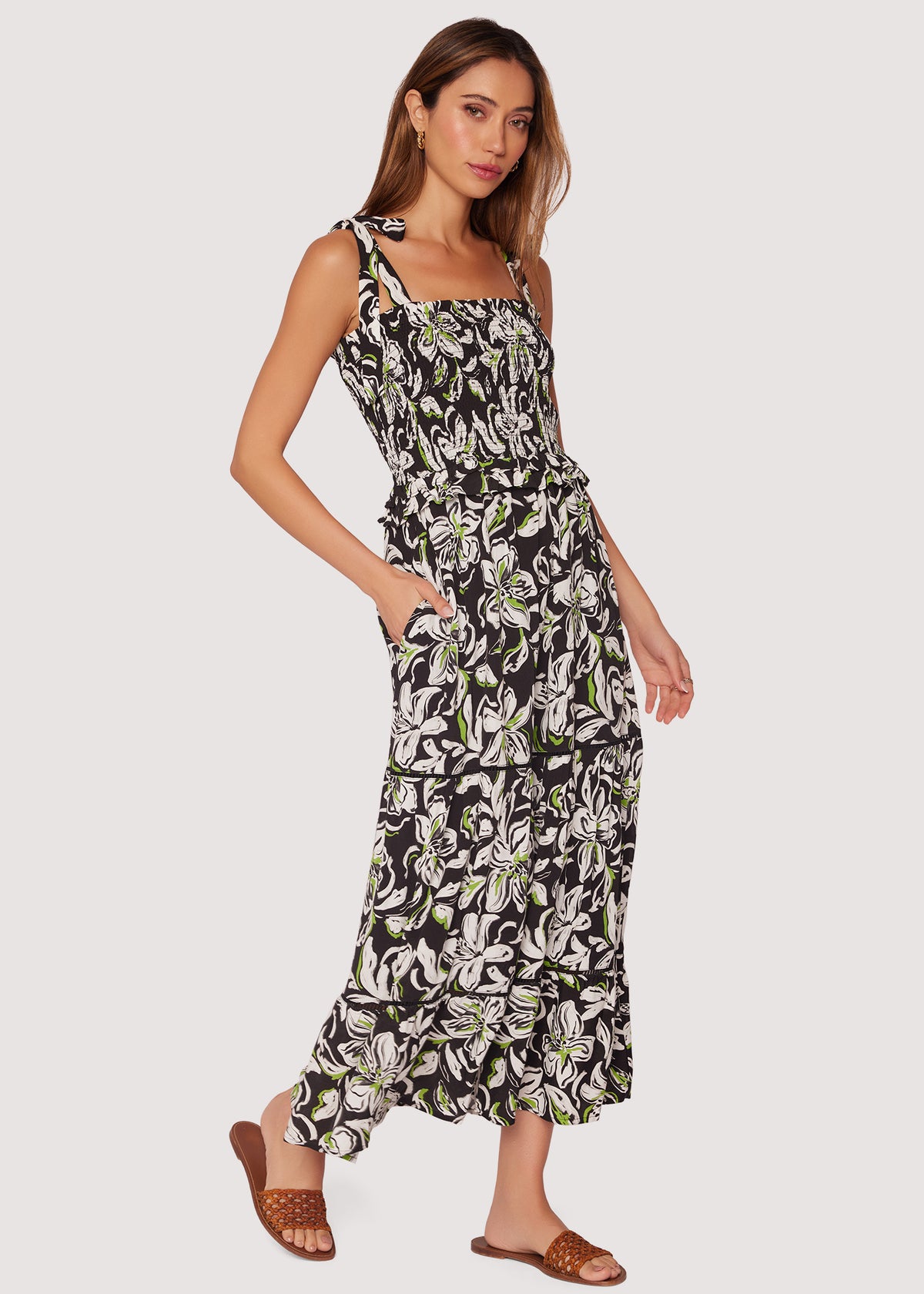 Midnight Garden Fit and Flare Maxi Dress