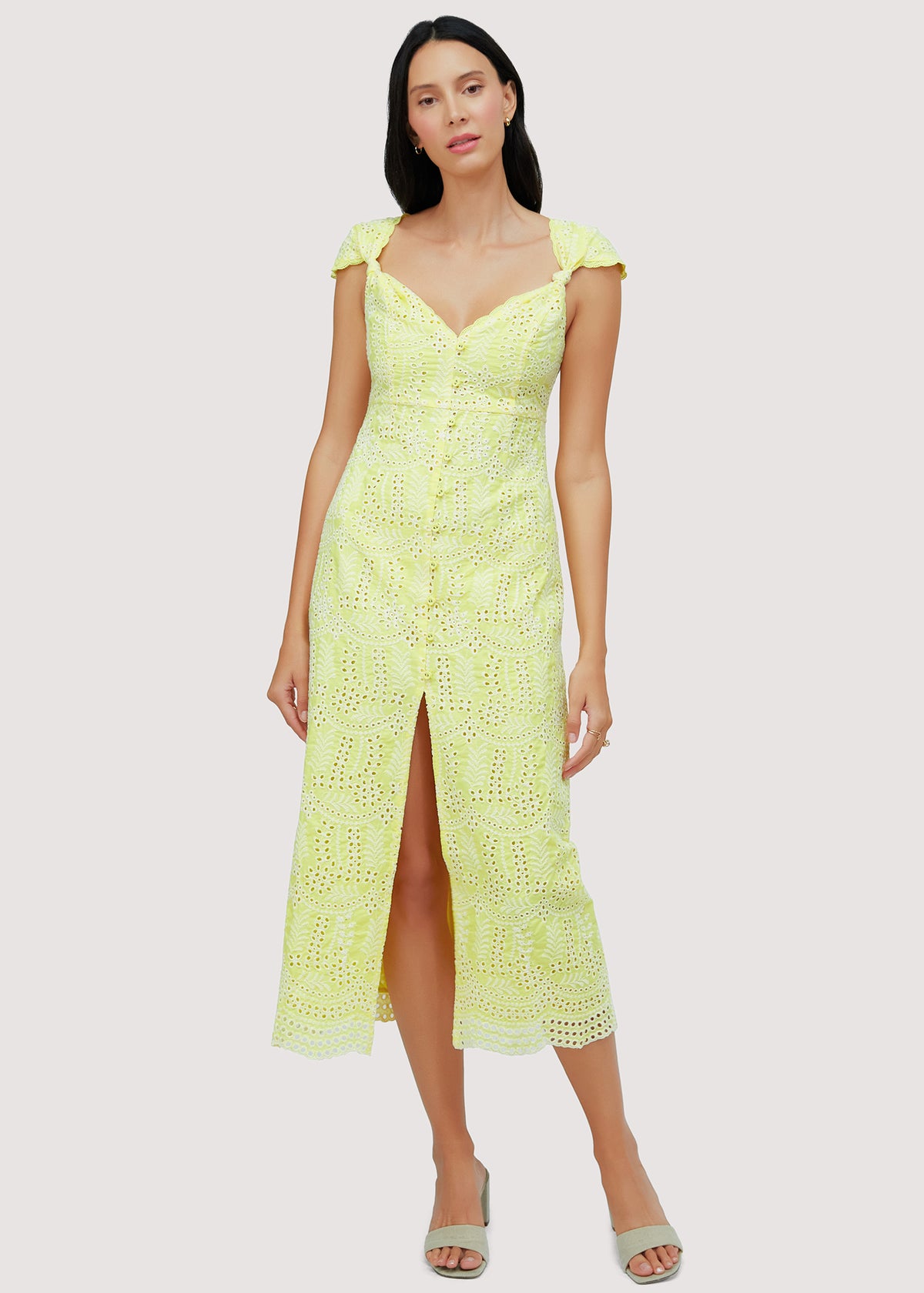 LOST+WANDER Lemon Drop Midi Dress Floral Cotton Blend - Yellow