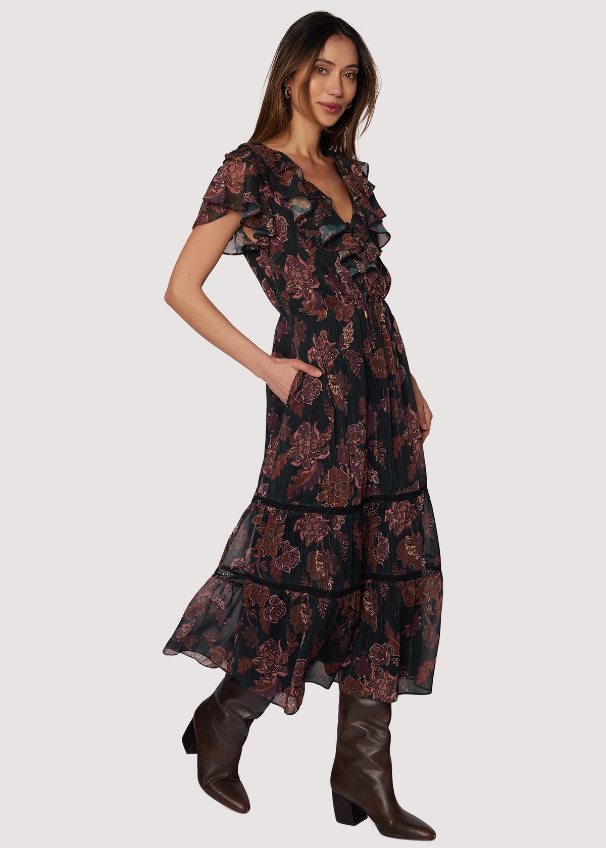 blue dress for baby girl Baltic Born Womens Spell Boho Midi Dress | Blue + Peach Floral main image 0