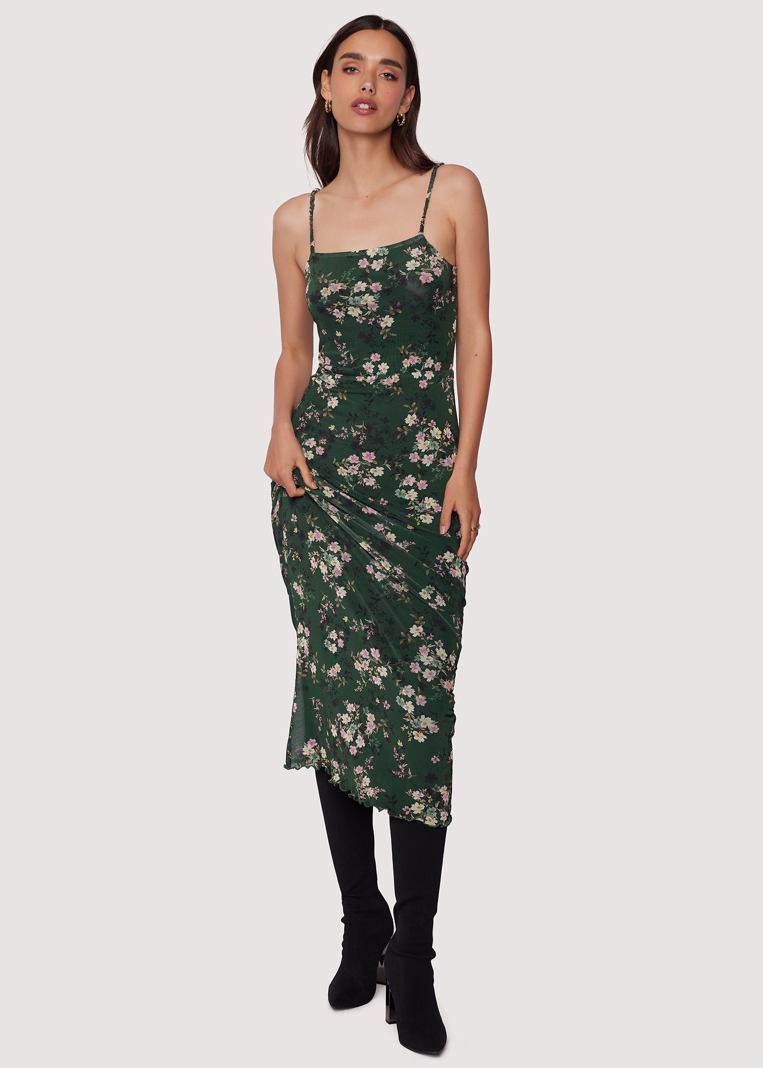 midi embroidered floral dress Embroidered Multicolor Floral Midi Dress