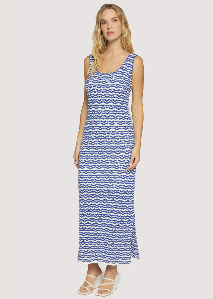 venus maxi dresses Linen Cutout Dress | Palm Oasis Smocked waist Women's Venus Asymmetric Neck Applique