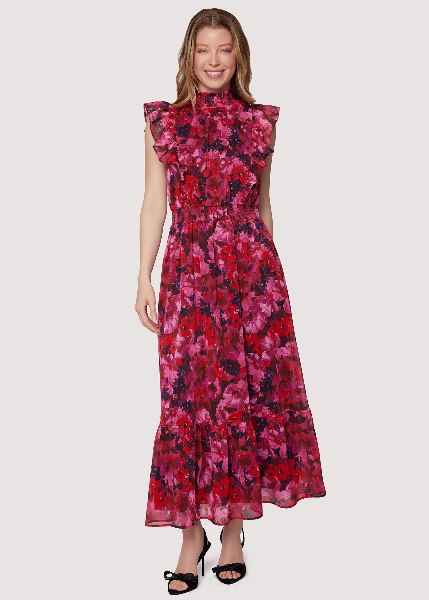 LOST+WANDER Jolie Fleur Maxi Dress Flutter Slv Floral - Red