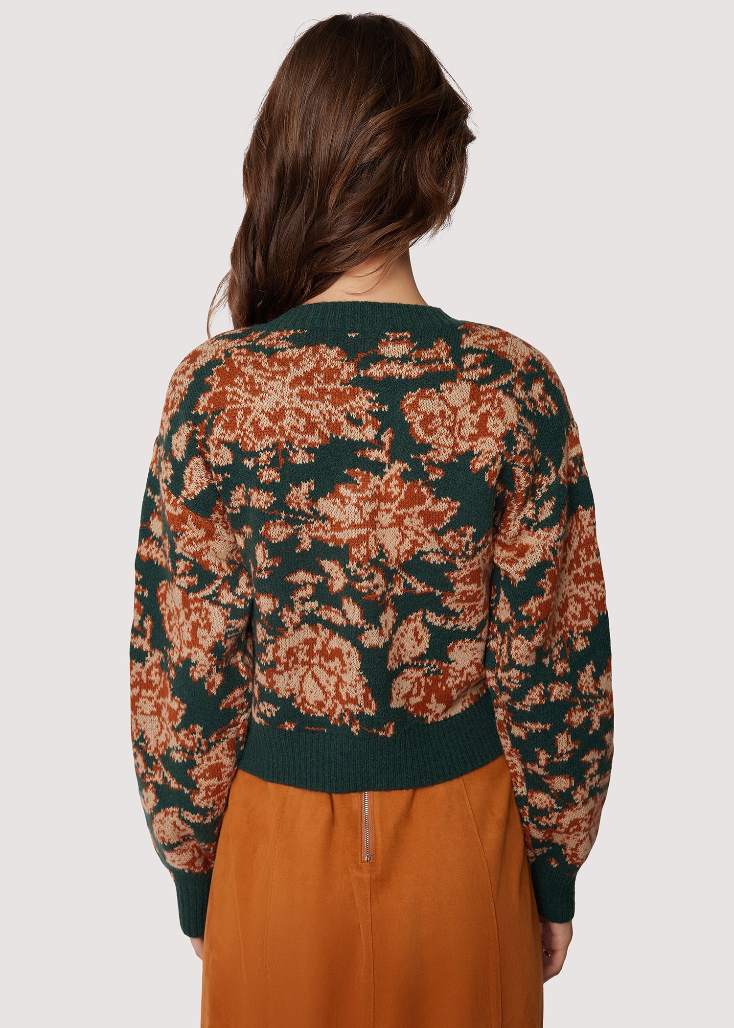 LOST+WANDER Rosetta Knit Floral Button-Down Cardigan - Green