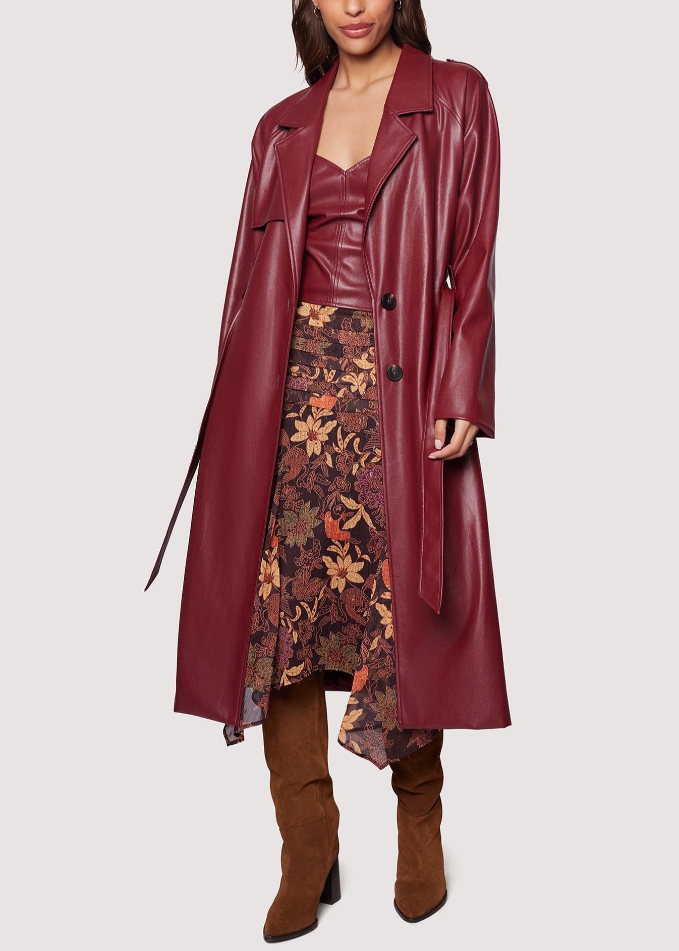 Crimson Holly Trench Coat