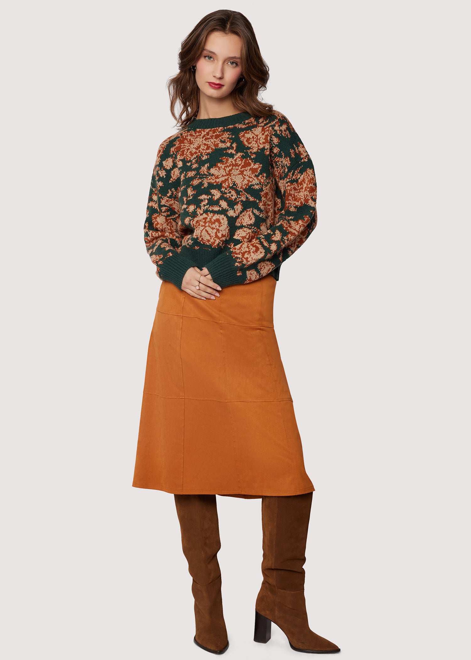 LOST+WANDER Amore A-Line Side Pockets Flowy Midi Skirt -Orange