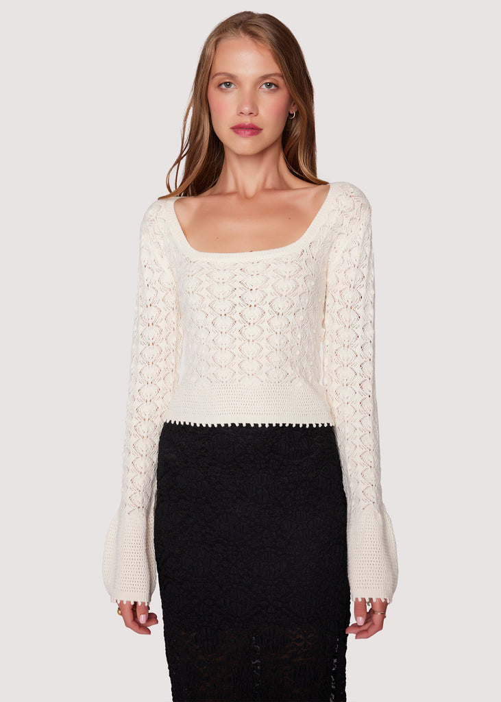 Serena Pointelle Knit Square Neck Top