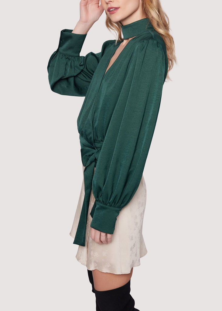 Calla Green Wrap Top