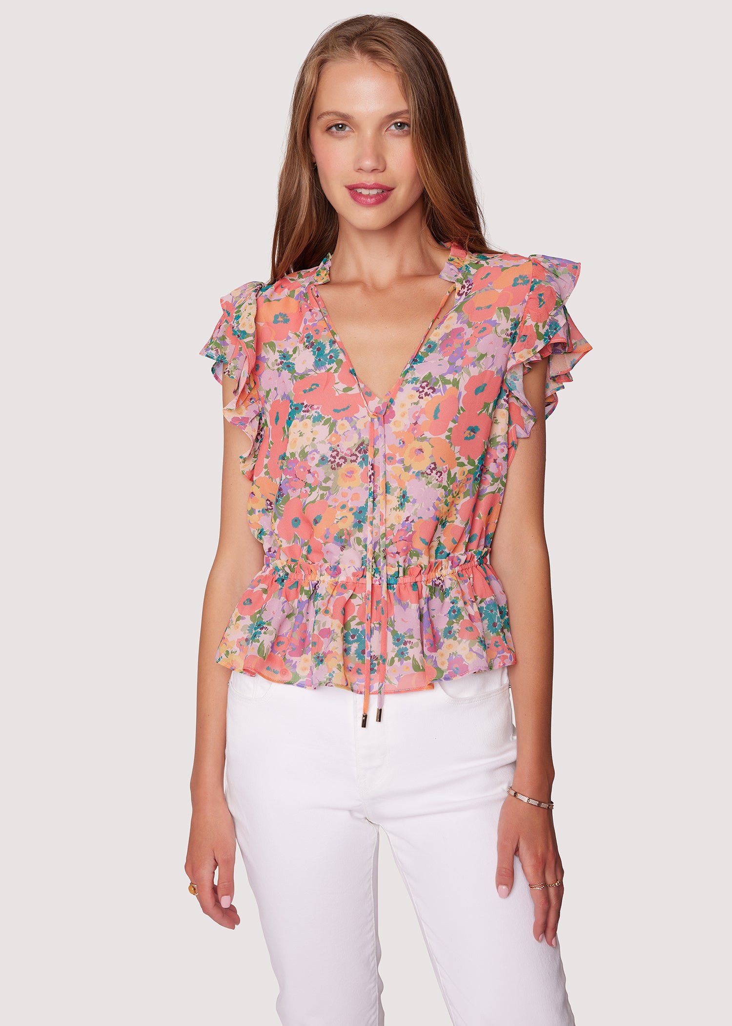 フミカウチダ　Flower Printed Ruffle Blouse フミカウチダ Flower Printed Ruffle Blouse - メルカリ