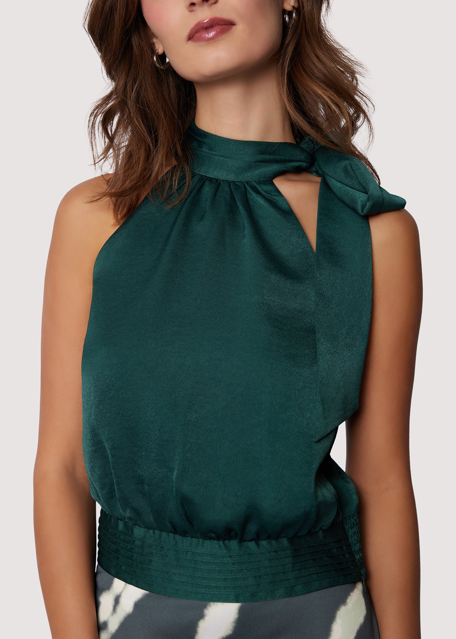 LOST+WANDER Jadeite Top Fall Satin Sleeveless Halter Blouse - Green | Lost + Wander LOST+WANDER Jadeite Top Fall Satin Sleeveless Halter Blouse - Green | Lost + Wander