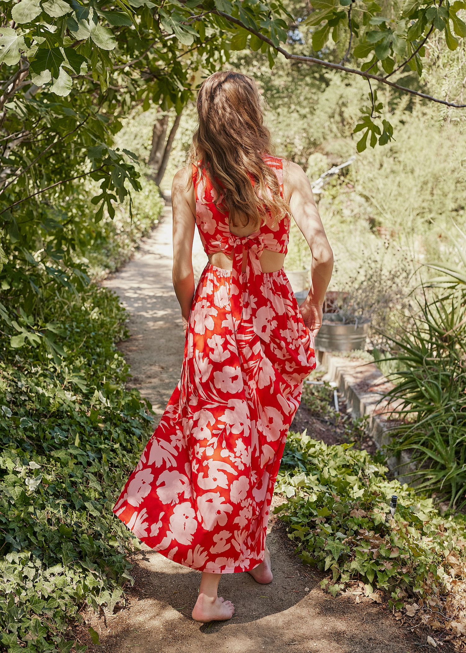 ワンピース Her lip to Floral Cut-Out Long Dress Plus Size One Shoulder Cut Out Chiffon Casual Maxi Dress