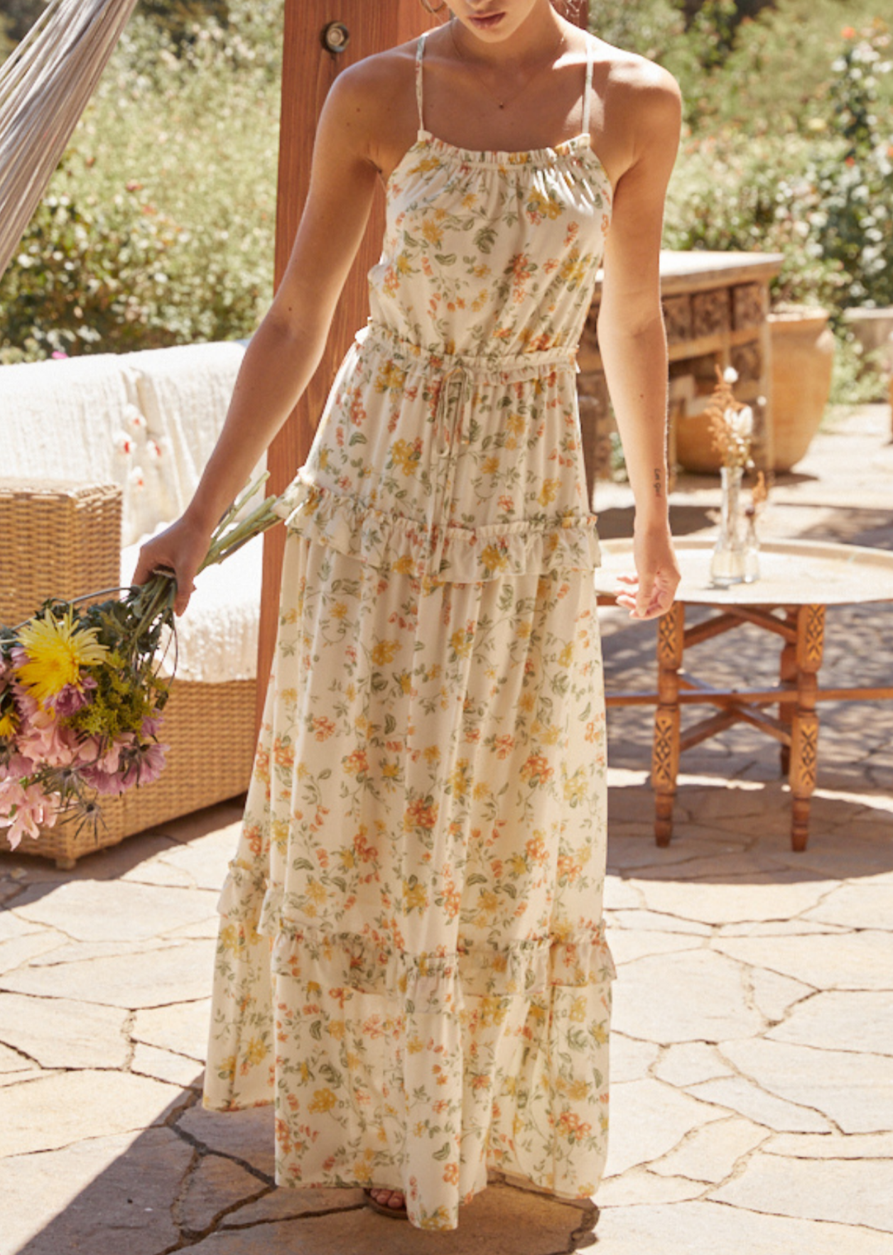 売れ筋がひ贈り物！ LOST+WANDER Big Dress Maxi Flowy Ruffle Summer Escape ワンピース