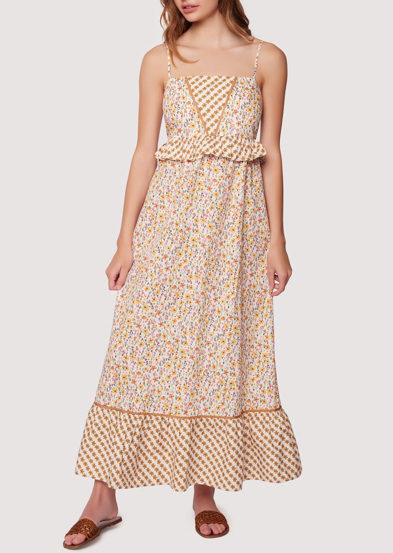 LOST+WANDER Spring Sunrise Cotton Floral Maxi Dress - Yellow
